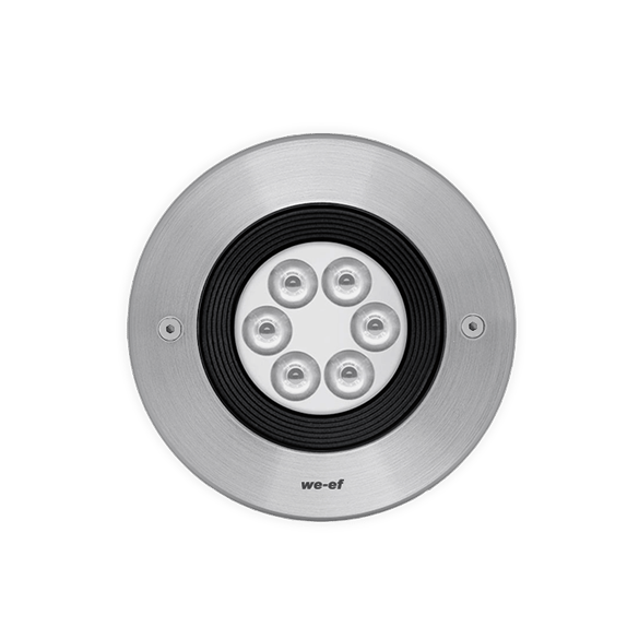 IP69. IK10+. Stainless steel construction including PCS hardware. Safety glass lens; max. load 5 tonnes. Luminaire can be driven over at low speed. Silicone rubber gasket. Anti-wick technology, equipped with a cable gland and 1.5 meters of flexible, PVC-free cable.
Integral EC electronic converter. Advanced thermal management protects LEDs while optimising lumens output. Removable LED boards for upgrading. CAD-optimised optics for superior illumination and glare control. OLC® One LED Concept.
Luminaire installation blockout and sealable junction box included in supply.