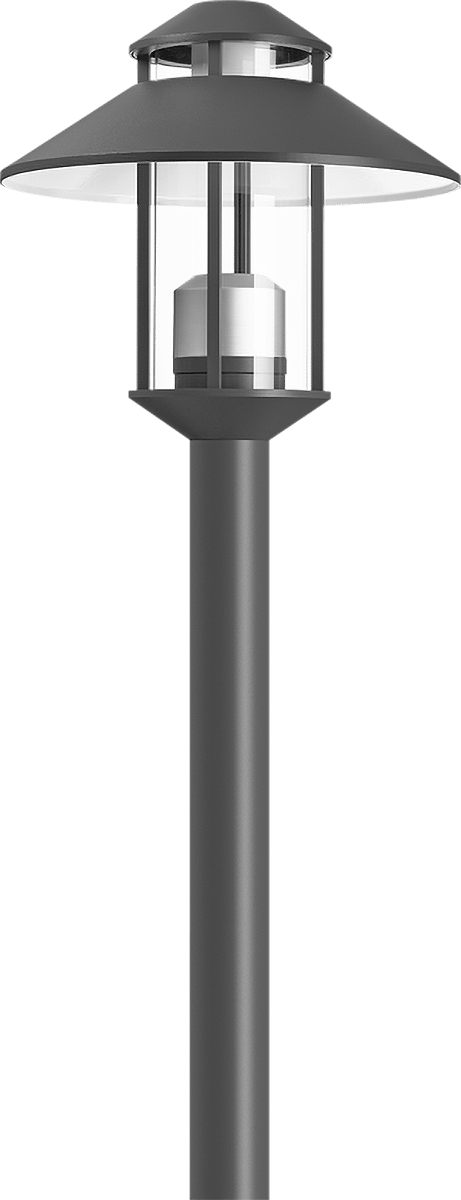 IP55. Classe I ou Classe II. IK10. Corps en fonte d'aluminium. Visserie inox avec traitement PCS. Protection contre la corrosion 5CE. Joint silicone. Vasque en polycarbonate. Lentille diffusante 360°.
Lanterne livrée pré-câblée pour un branchement facile en pied de mât.
Hauteur de mât recommandée selon la puissance: 3 à 6m. Luminaire livré en standard avec alimentation DALI.
ULR = 0%. Code de flux CIE n°3. Ce luminaire respecte l’Arrêté TREP 1831126A.