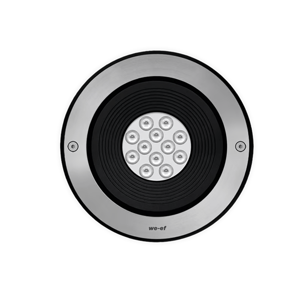 IP69. IK10+. Stainless steel construction including PCS hardware. Safety glass lens; max. load 5 tonnes. Luminaire can be driven over at low speed. Silicone rubber gasket. Anti-wick technology, equipped with a cable gland and 1.5 meters of flexible, PVC-free cable.
Integral EC electronic converter. Advanced thermal management protects LEDs while optimising lumens output. Removable LED boards for upgrading. CAD-optimised optics for superior illumination and glare control. OLC® One LED Concept.
Luminaire installation blockout and sealable junction box included in supply.