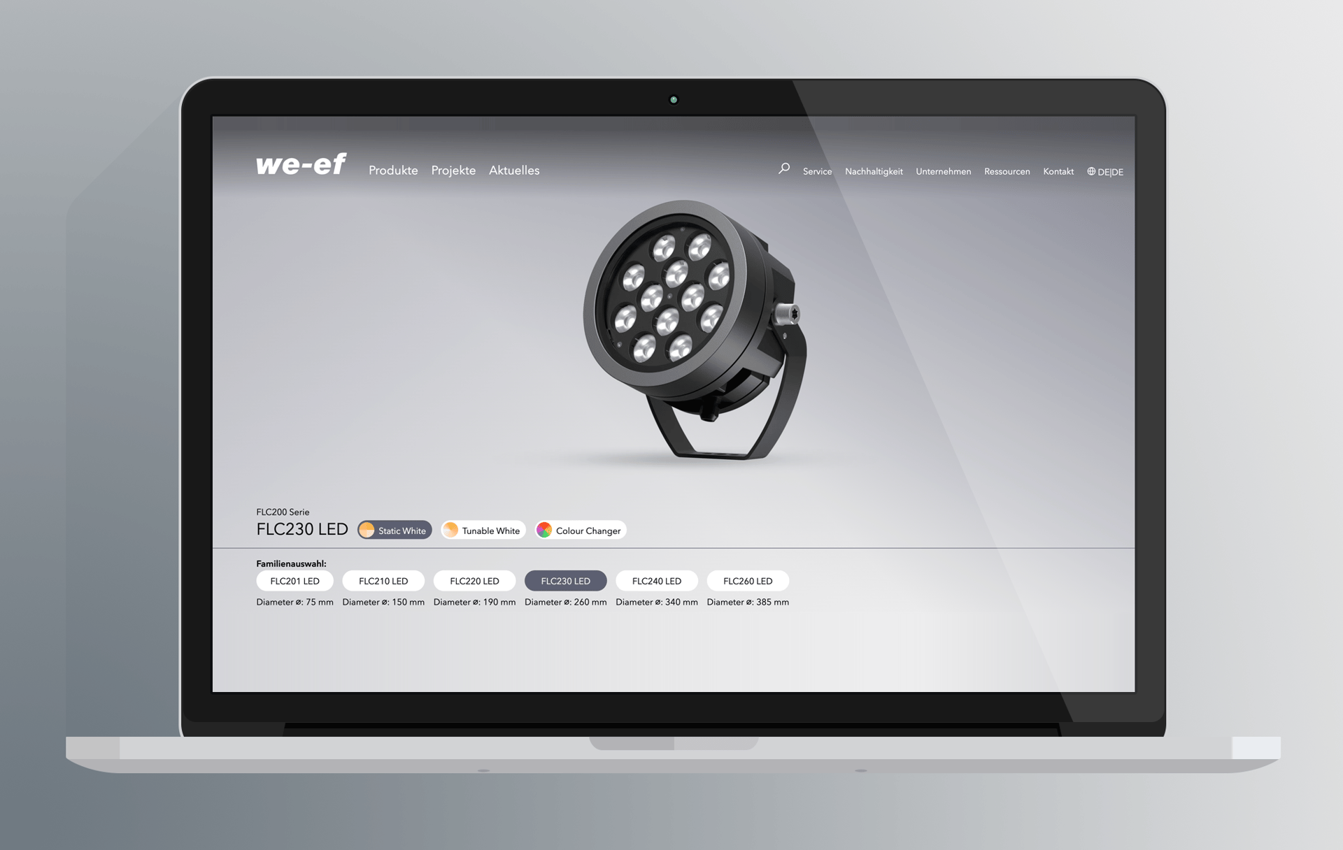 Produktansicht auf der neuen WE-EF Website