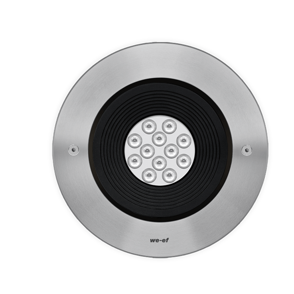 IP69. IK10+. Stainless steel construction including PCS hardware. Safety glass lens; max. load 5 tonnes. Luminaire can be driven over at low speed. Silicone rubber gasket. Anti-wick technology, equipped with a cable gland and 1.5 meters of flexible, PVC-free cable.
Integral EC electronic converter. Advanced thermal management protects LEDs while optimising lumens output. Removable LED boards for upgrading. CAD-optimised optics for superior illumination and glare control. OLC® One LED Concept.
Luminaire installation blockout and sealable junction box included in supply.