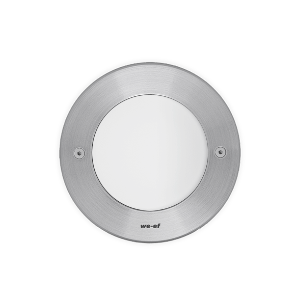 IP69. IK10+. Stainless steel construction including PCS hardware. Safety glass lens with opal diffuser, max. load 5 tonnes. Luminaire can be driven over at low speed. Silicone rubber gasket. Complete with cable gland and 1.5 m of flexible PVC-free cable.
Integral EC electronic converter. Advanced thermal management protects LEDs while optimising lumens output. Removable LED boards for upgrading.
Luminaire installation blockout and sealable junction box included in supply.